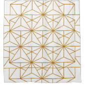 ホワイトアートと金ゴールドアートのデコ幾何学的パターン シャワーカーテン (正面)