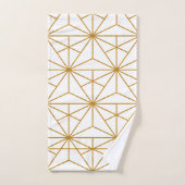 ホワイトアートと金ゴールドアートのデコ幾何学的パターン バスタオルセット (ハンドタオル)