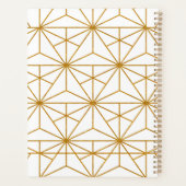 ホワイトアートと金ゴールドアートのデコ幾何学的パターン プランナー手帳 (裏面)