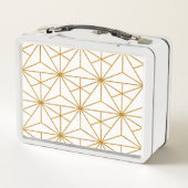 ホワイトアートと金ゴールドアートのデコ幾何学的パターン メタルランチボックス (裏面)