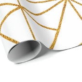 ホワイトアートと金ゴールドアートのデコ幾何学的パターン ラッピングペーパー (ロールコーナー)