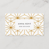 ホワイトアートと金ゴールドアートのデコ幾何学的パターン 名刺 (正面)