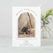 ホワイトアーモダンチフレームホリデーフォトカード シーズンカード (スタンド正面)
