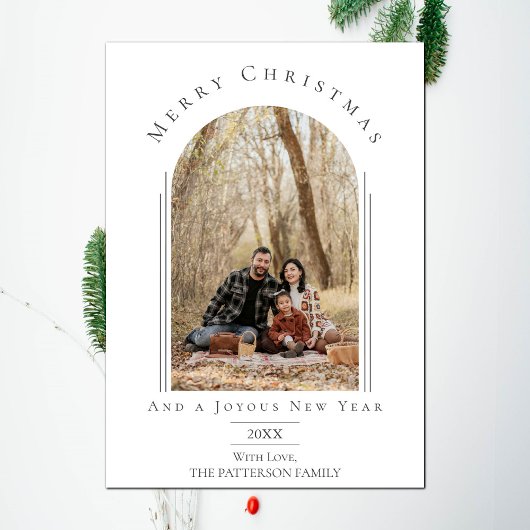 ホワイトアーモダンチフレームホリデーフォトカード シーズンカード