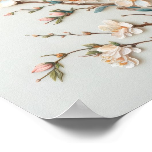 ホワイトアーモンドフラワーアートプリントポスター ポスター (角)