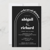 ホワイトアー結婚チの黒いリハーサルディナー 招待状 (正面)