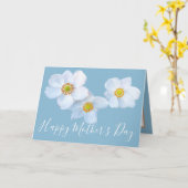 ホワイトア日本のネモネズスカイブルーカラー背景 カード (黄色い花)