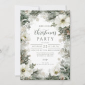 ホワイトア素朴ネモネクリスマスパーティー 招待状 (正面)