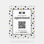 ホワイトア絵を描ロゴアポイントメント予約QRコード アクリルサイン (正面)
