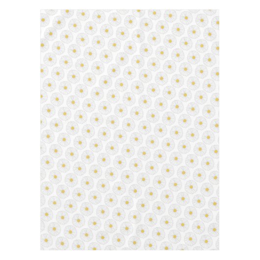 ホワイトイエローデイジーフラワーフローラガーデンパーティー テーブルクロス (正面)