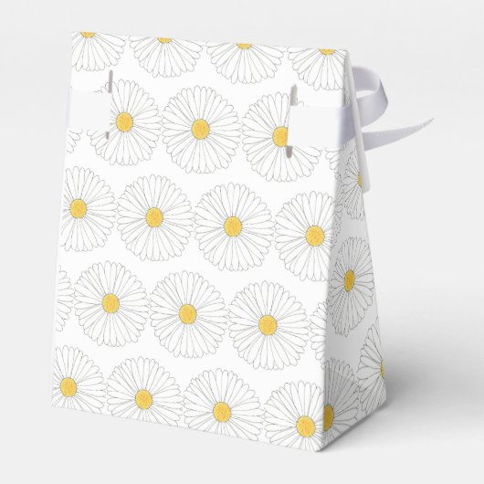 ホワイトイエローデイジーフラワーフローラガーデンパーティー フェイバーボックス (裏面サイド)