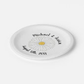 ホワイトイエローデイジーフラワーフローラガーデンパーティー ペーパープレート (アングル)