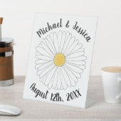 ホワイトイエローデイジーフラワーフローラガーデンパーティー 台座サイン (インサイチュ)