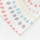 ホワイトイエローピンクブルー同心ハートレインボー フリースブランケット (角)