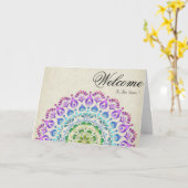 ホワイトイエローミニマルデイジーウェルカムウィッシングカード カード (黄色い花)