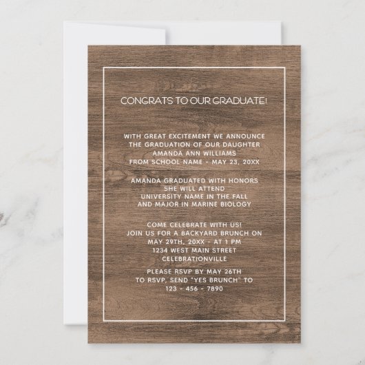 ホワイトイエローローローローズフローラボホ素朴卒業 案内状 (裏面)