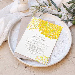 ホワイトイエロー菊シンプルリハーサルディナー 招待状