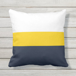 ホワイトイエロー&ネイビーストライプ アウトドアクッション