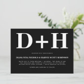 ホワイトイニシャルはっきりしたタイポグラフィブ結婚ラック 招待状 (スタンド正面)