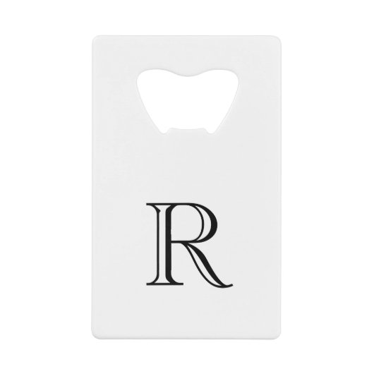 ホワイトイニシャルステンレススチールボトルオープナー クレジットカード栓抜き (正面)