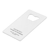 ホワイトイニシャルステンレススチールボトルオープナー クレジットカード栓抜き (裏面アングル)