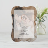 ホワイトイニシャルヴェラム結婚式招待状 (スタンド正面)