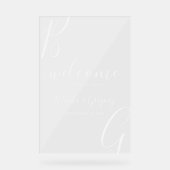 ホワイトイニシャル結婚のウェルカムサイン アクリルサイン (正面)