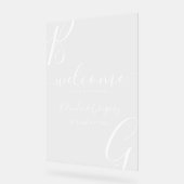 ホワイトイニシャル結婚のウェルカムサイン アクリルサイン (傾斜)