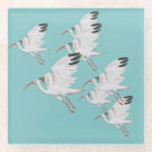 ホワイトイビスコースター ガラスコースター (正面)