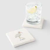 ホワイトイビス絵画ズコースタルデコール ストーンコースター (横)