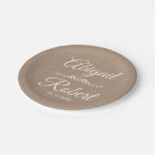 ホワイトインクタイポグラフィクラフト紙ラスチック結婚ズ ペーパープレート (アングル)