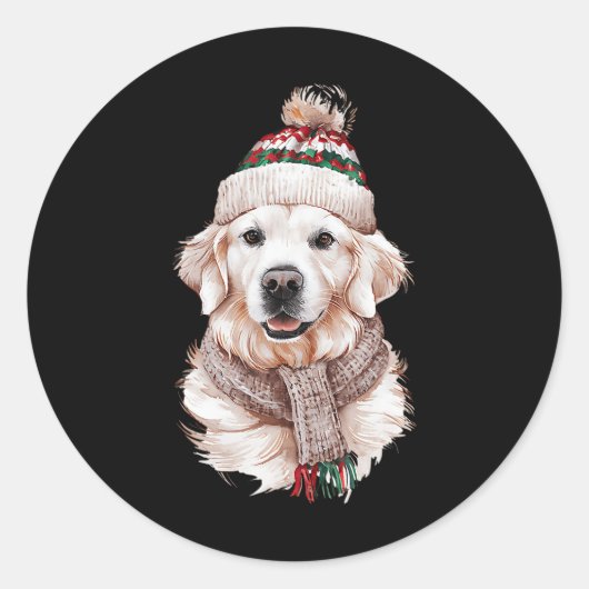 ホワイトイングリッシュクリームゴールデンレトリバーママ犬の子犬 ラウンドシール (正面)