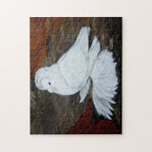 ホワイトイングリッシュトランピーターピジョン ジグソーパズル (縦)
