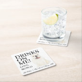 ホワイトイングリッシュブルドッグ結婚ズ スクエアペーパーコースター (インサイチュ)