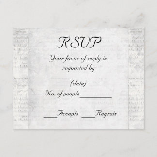 ホワイトインスパイアヴィンテージRSVPカードテンプレート 出欠カード