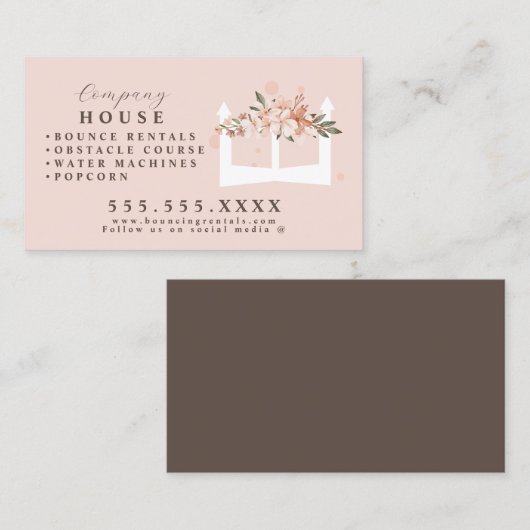 ホワイトインフレータブルキャッスルハウスバウンスパーティーレンタル 名刺 (正面/裏面)