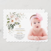 ホワイトインペリアルリリーバラフォトガール《キリスト教》洗礼式や命名式 招待状 (正面/裏面)