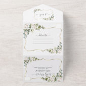 ホワイトインペリアルリリー金ゴールド金ゴールドフレ結婚ーム オールインワン招待状 (外側)