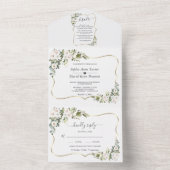 ホワイトインペリアルリリー金ゴールド金ゴールドフレ結婚ーム オールインワン招待状 (内側)