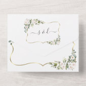 ホワイトインペリアルリリー金ゴールド金ゴールドフレ結婚ーム オールインワン招待状 (裏面)