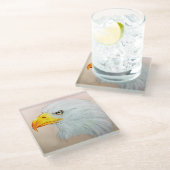 ホワイトイーグルガラスコースター、リアリスティックバードスケッチ ガラスコースター (アングル)