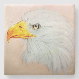 ホワイトイーグルストーンコースター、リアリスティックバードスケッチ ストーンコースター