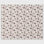 ホワイトイースターのブラウンとタンのウサギ ラッピングペーパー (フラット)