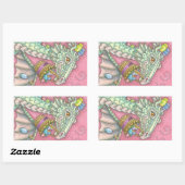 ホワイトイースターエッグドラゴンファンタジーステッカーシート 長方形シール (シート)