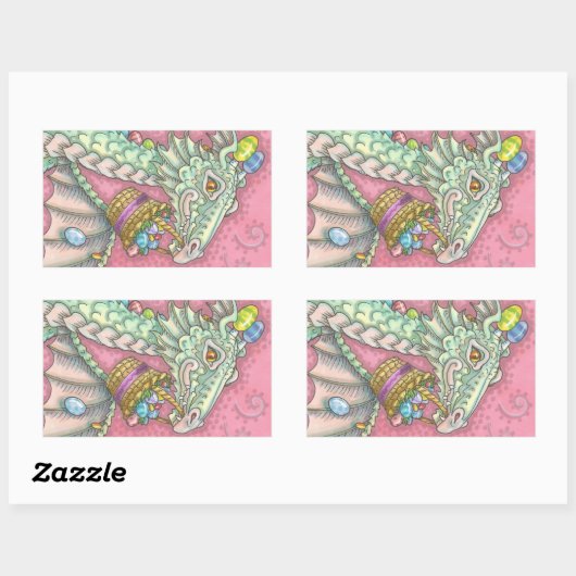 ホワイトイースターエッグドラゴンファンタジーステッカーシート 長方形シール (シート)