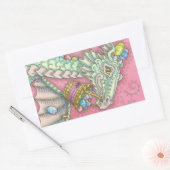 ホワイトイースターエッグドラゴンファンタジーステッカーシート 長方形シール (封筒)