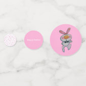 ホワイトイースターバニー水玉模様鮮やかピンク コンフェッティ (正面)