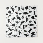 ホワイトウィッチーな猫とキャッスルタペストリー タペストリー (正面(横))