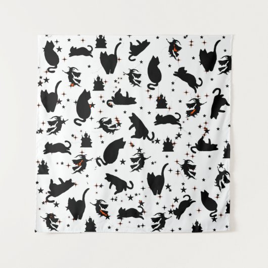 ホワイトウィッチーな猫とキャッスルタペストリー タペストリー (正面)