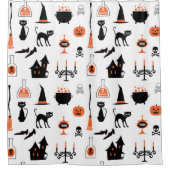ホワイトウィッチーキッズハロウィーンプリントシャワーカーテン シャワーカーテン (正面)